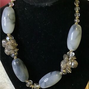 Sophisticated Gray Necklace with Crystal Clusters